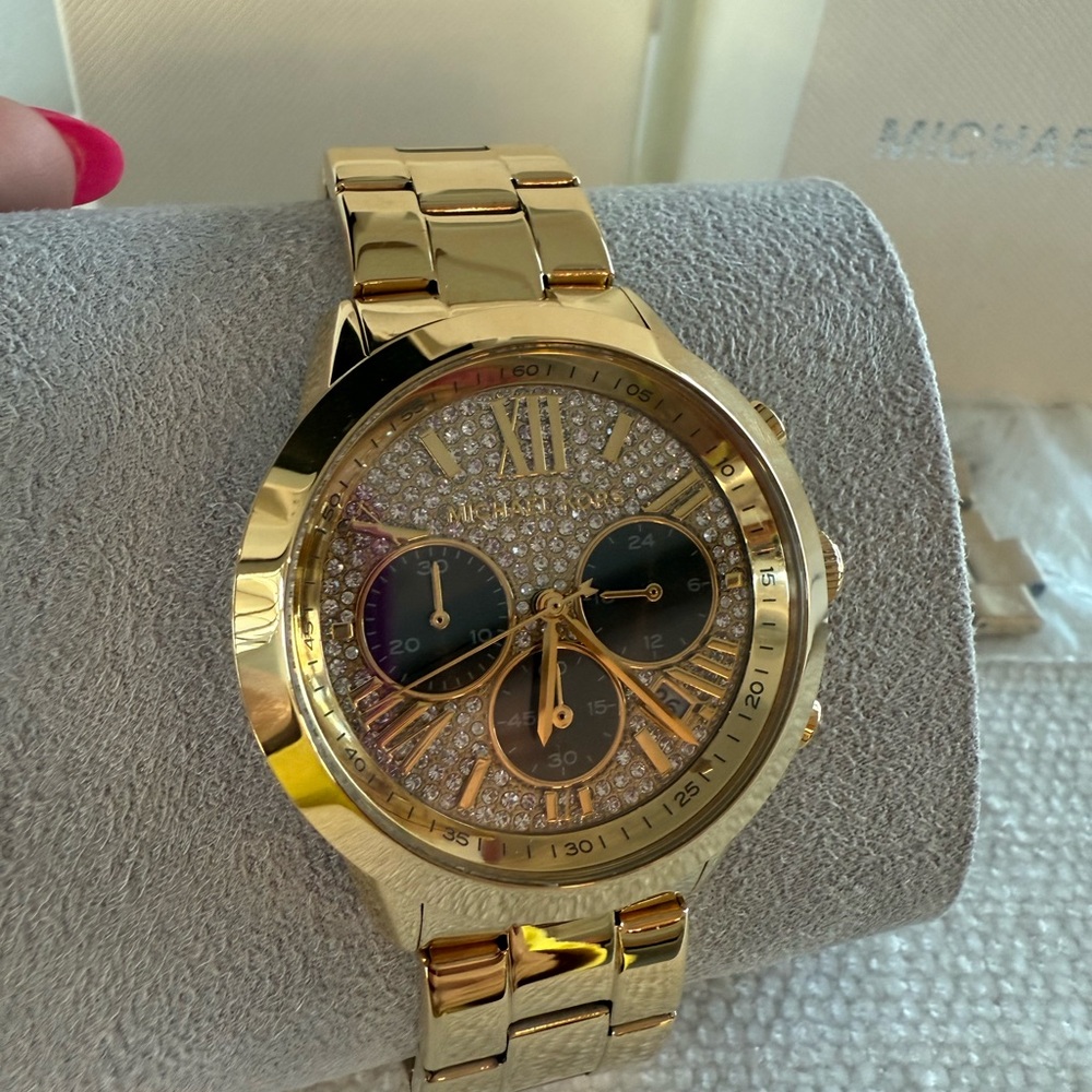 Gold Watch with Crystal Accents - Picture 3 of 12